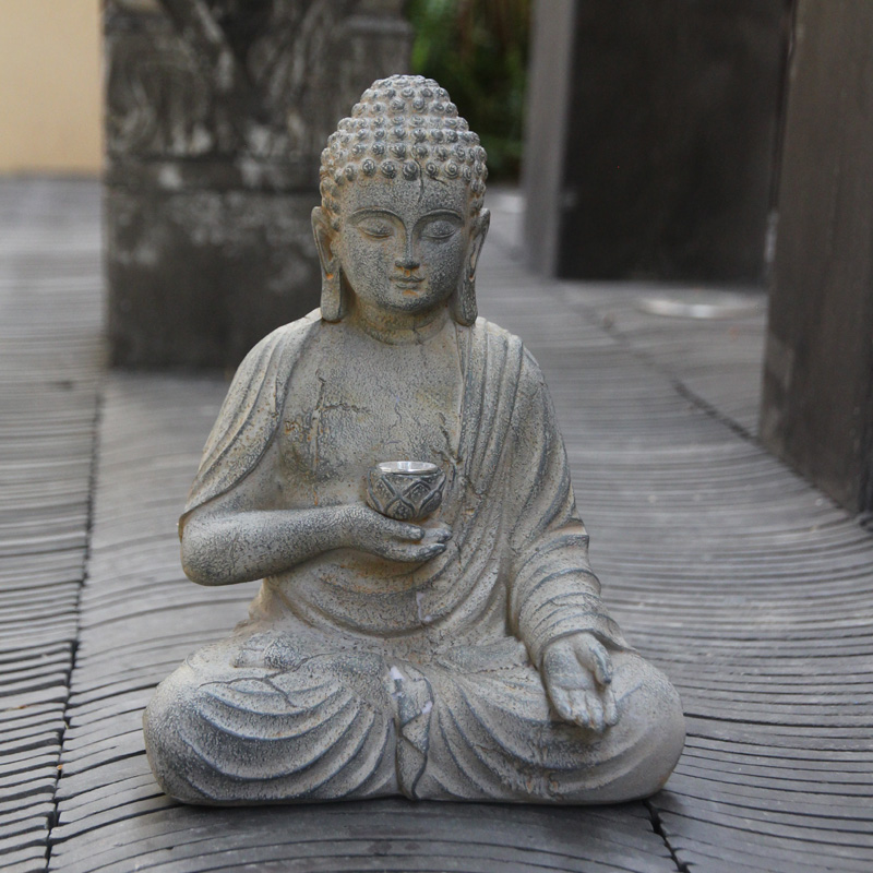 Resin Solar Buddha Statue Scul - Bonsai Garden Zen ulasan dan harga