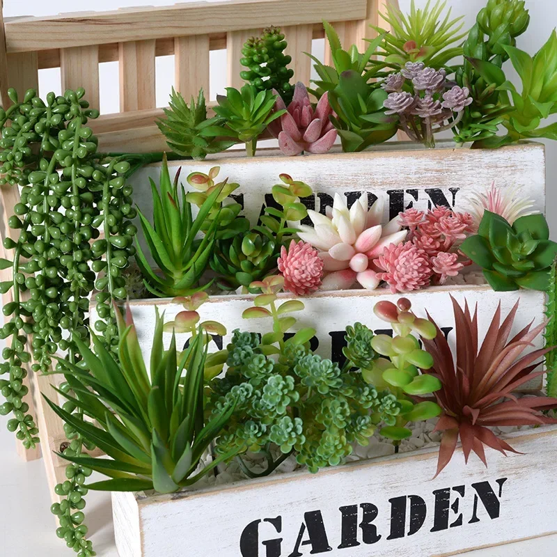 10/20Pcs PVC Succulents Plants - Bonsai Garden For Home ulasan dan harga